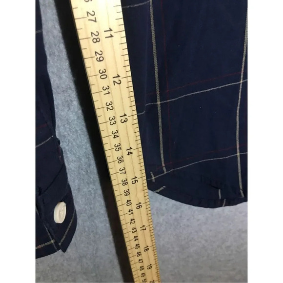 Mens Columbia Button Down Shirt Casual Formal Dark Navy Blue Plaid - Picture 3 of 5